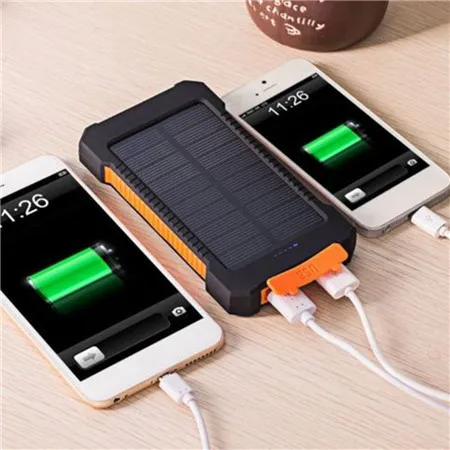 Солнечный внешний аккумулятор для iPhone X 6 7 8 Plus 6000-7000 мАч водонепроницаемый внешний запасной аккумулятор со светодиодом внешний аккумулятор зарядное устройство для телефона - Цвет: Orange