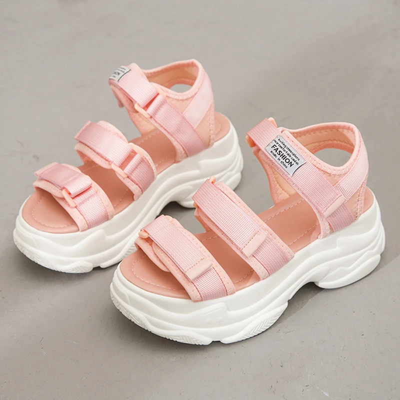 Fashion Women Sandals Platform Wedges Girls Shoes Thick Heel Lace Up Outdoor Breathable Female Beach Sport Sandals Size 35-39