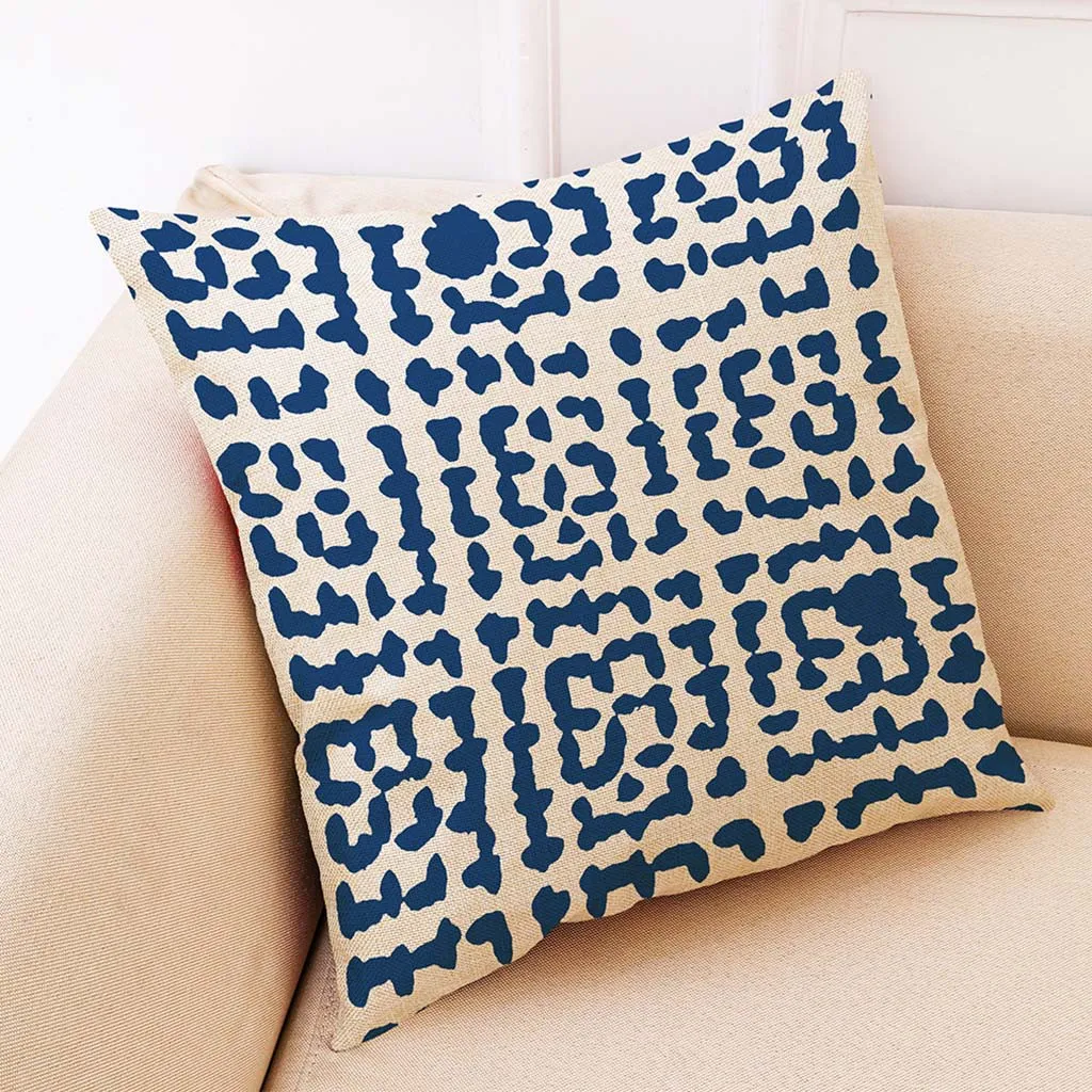 Cotton Linen Square Home Decorative Throw Pillowcase Waist Pillow