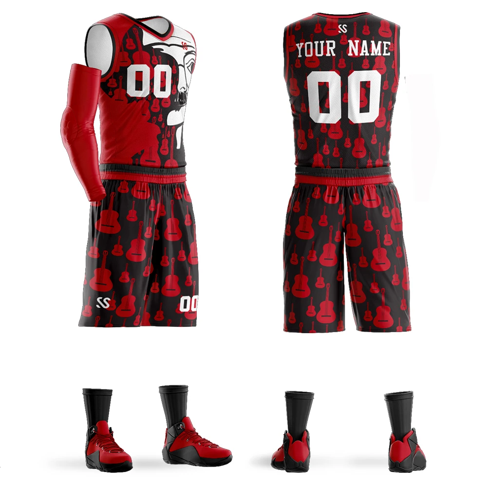 Camisa de Basquete Uniformes de Basquete Jogos de Basquete Impressão do Logotipo Homens Costume Juventude Tamanho Grande Vermelho Pode Número Nome