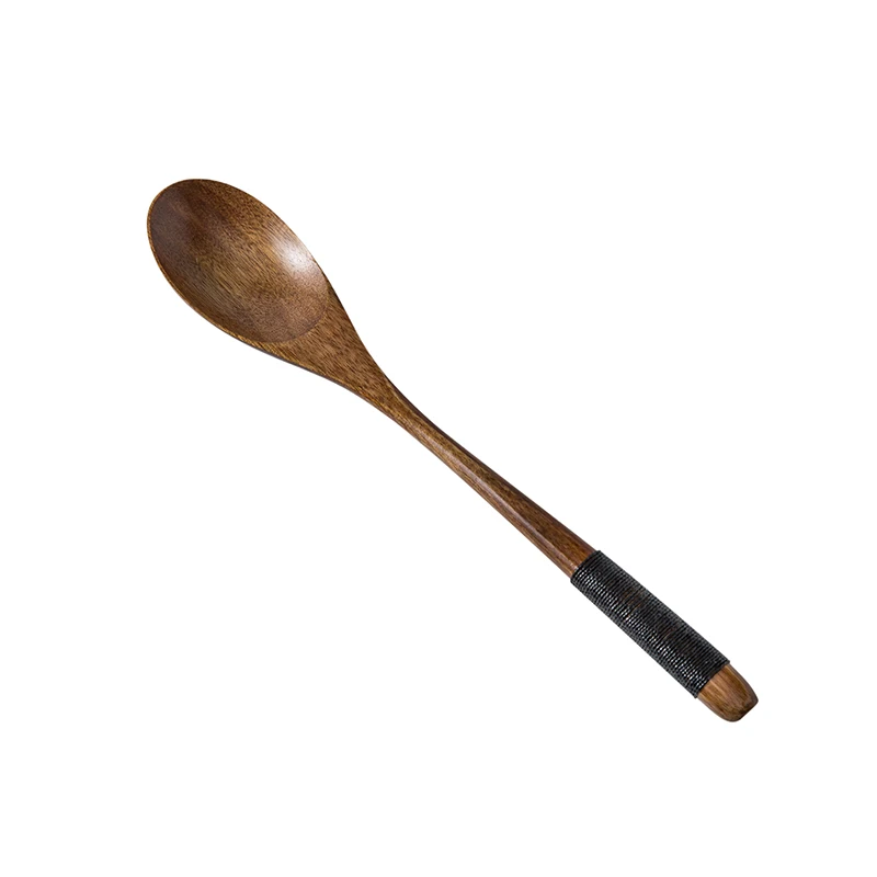 Креативная кофейная Маленькая деревянная ложка в японском стиле, медовая ложка с длинной ручкой из цельного дерева, ложка для перемешивания молока и чая, домашняя ложка - Цвет: Black spoon