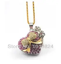 100% real capacity heart love birthday gift necklace diamond jewelry 4GB USB 2.0 Flash Memory Stick Drive Thumb/Car/Pen S344