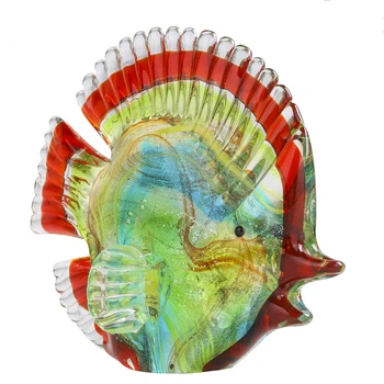 

H&D Hand Blown Colorful Spotted Tropical Glass Fish Sculpture Art Glass Collectible Gifts Home Table Office Decoration Ornament