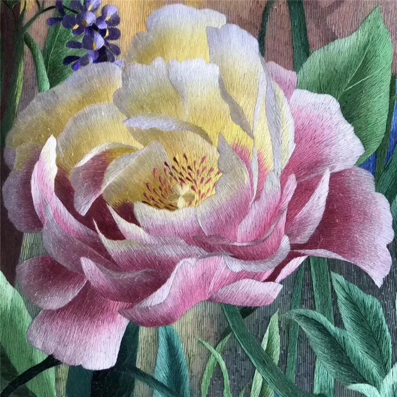 Ручная работа Сучжоу вышивка пион цветок живопись гостиная готовая картина Спальня крыльцо картина