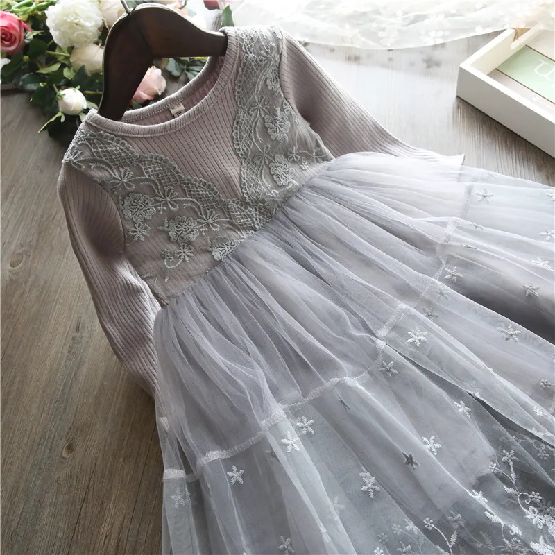 LILIGIRL/платье принцессы для девочек; Одежда для девочек; детские кружевные весенне-осенние вечерние платья с длинными рукавами; одежда для свадебной вечеринки