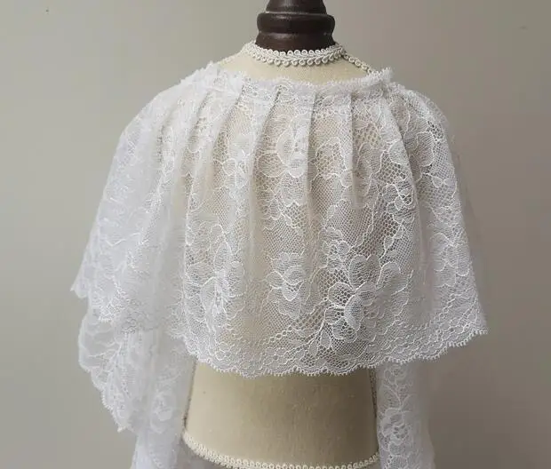 

16cm Fashion Cotton white Embroidered flower lace fabric wide sewing DIY trim wedding applique Ribbon collar dress guipure decor