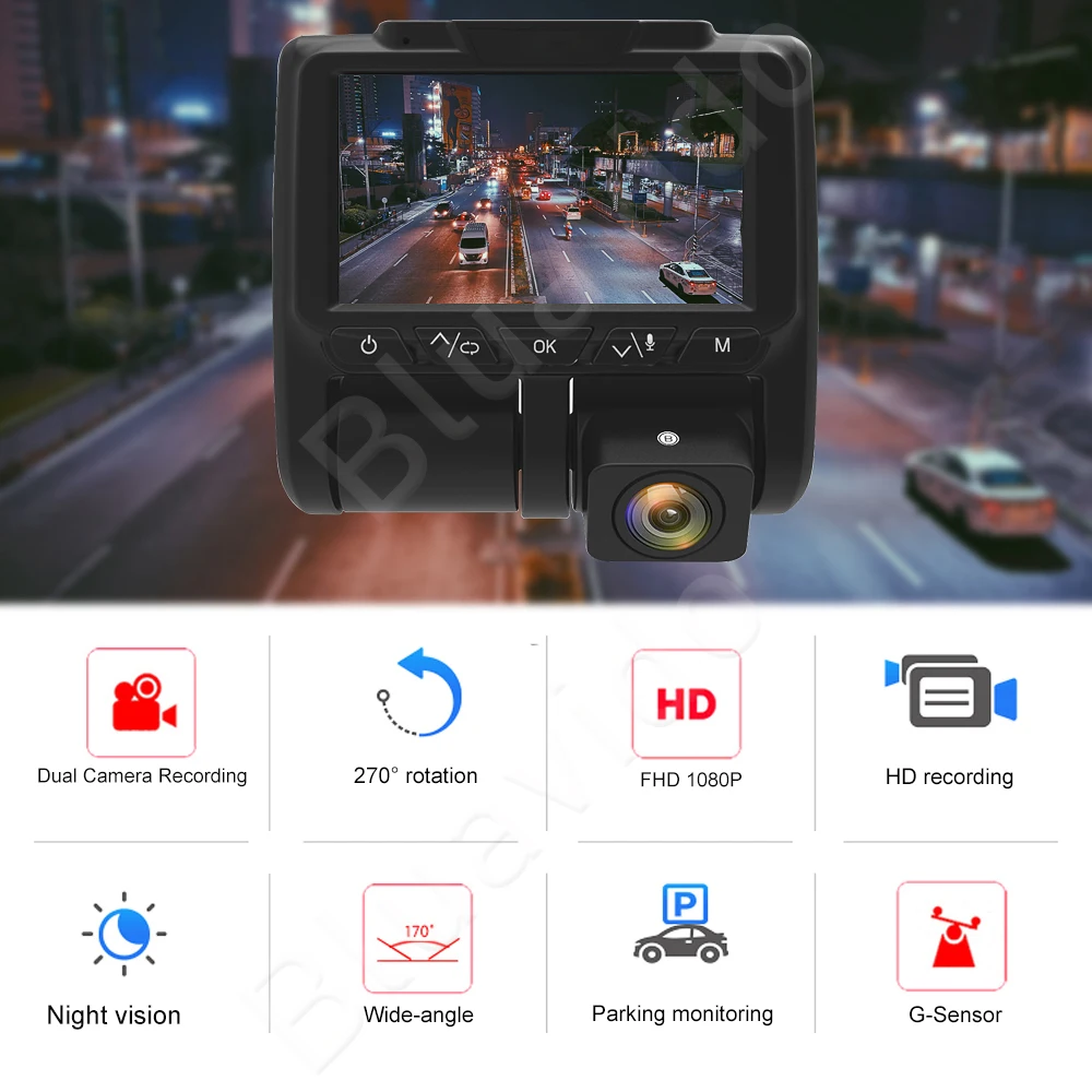 Bluavido двойная камера FHD 1080P Автомобильный видеорегистратор Novatek 96660 IMX323 датчик WDR с