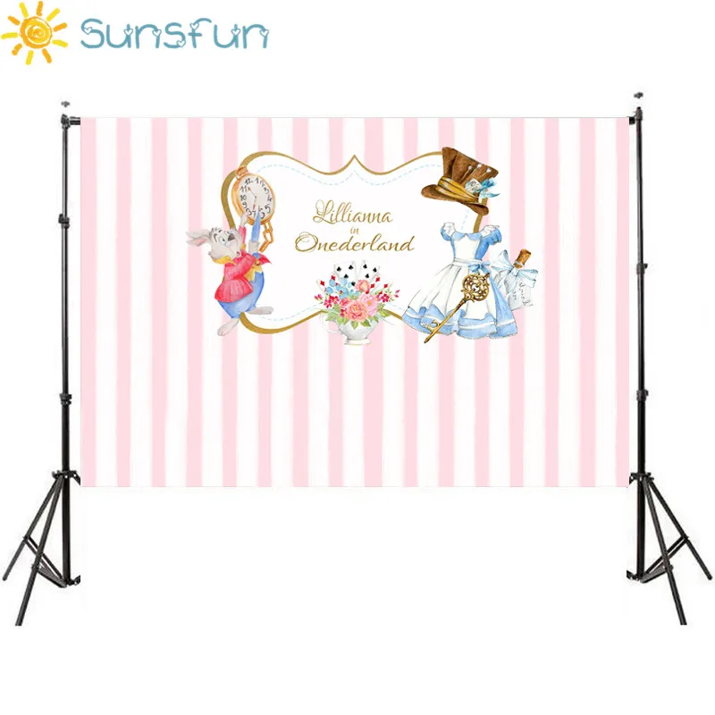 Sunsfun 7x5ft винил Алиса в стране чудес кролика цветы сказочном стиле для детей