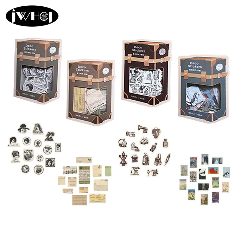 

45pcs Vintage property Heteromorphism decoration sticker paper sticker diy handmade diary album scrapbooking sticker Arts,Crafts