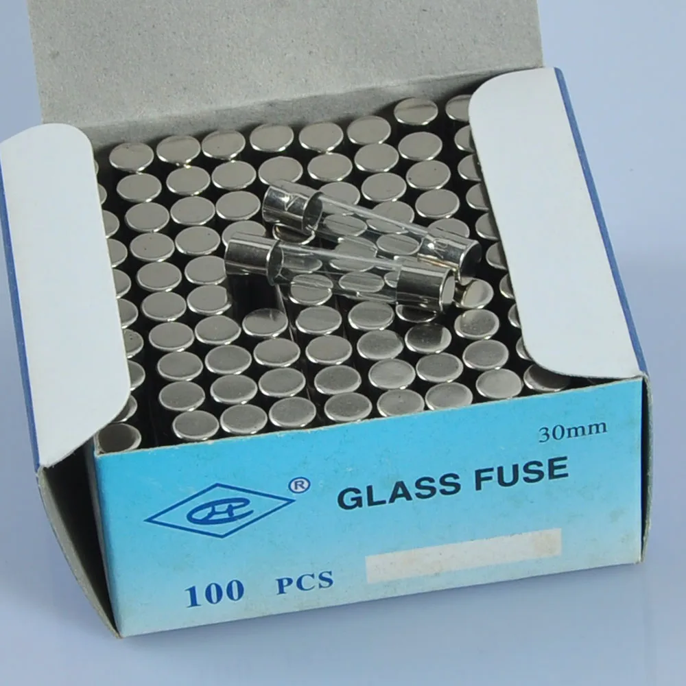 100pcs Fuse 2A 6x30mm 6mmx30mm Fast Blow Glass Tube Audio Guitar Amp