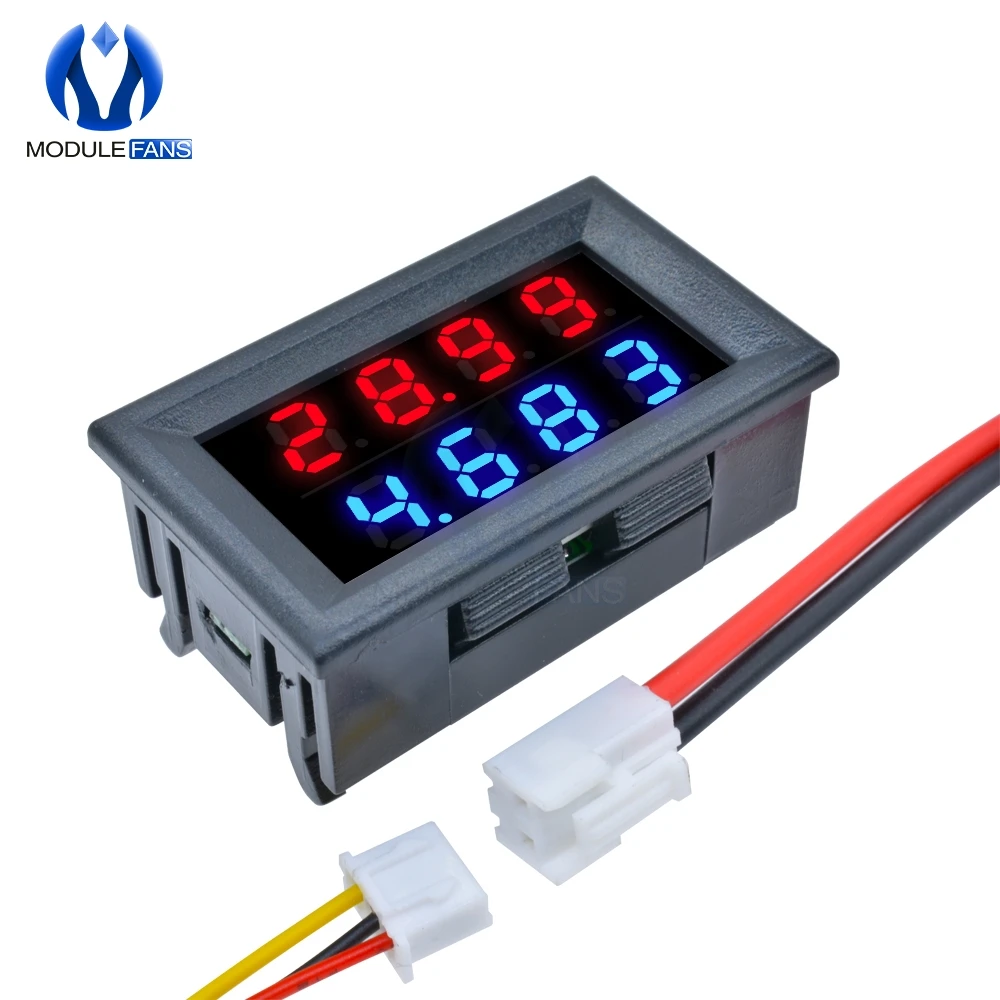 Digital LED Voltmeter Ammeter 0.28 INCH 0-100V 10A 5 Wires