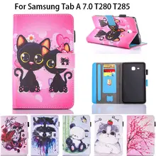 2016 a6 Tab 7.0 Caso Para Samsung Galaxy Tab 7.0 T280 T285 SM-T285 niños Tableta De Silicio Cubierta de la Caja Del Gato de La Manera de Cuero Funda