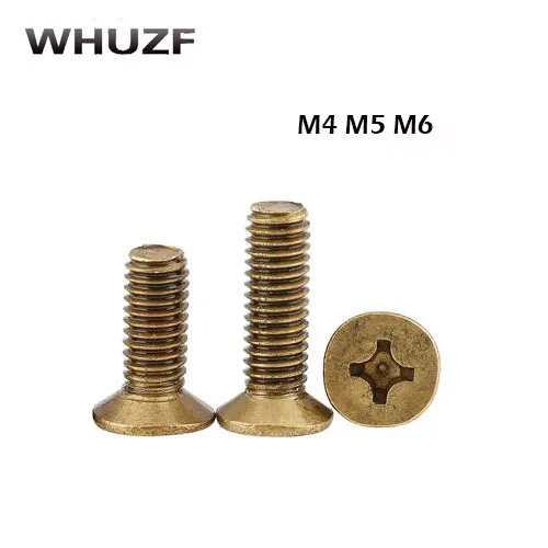 10Ppcs/20Pcs DIN965 GB819 M4 M5 M6 Brass Cross Countersunk Screws Flat Head Machine Screw HW065 | Обустройство дома