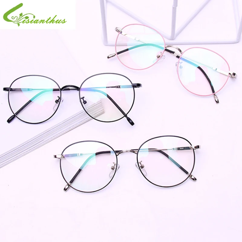 

Vintage Women Circle Eye Glasses Men Frames Plain Mirror Clear Lens Literary Metal Oval Frame Glasses gafas Feminino Masculino
