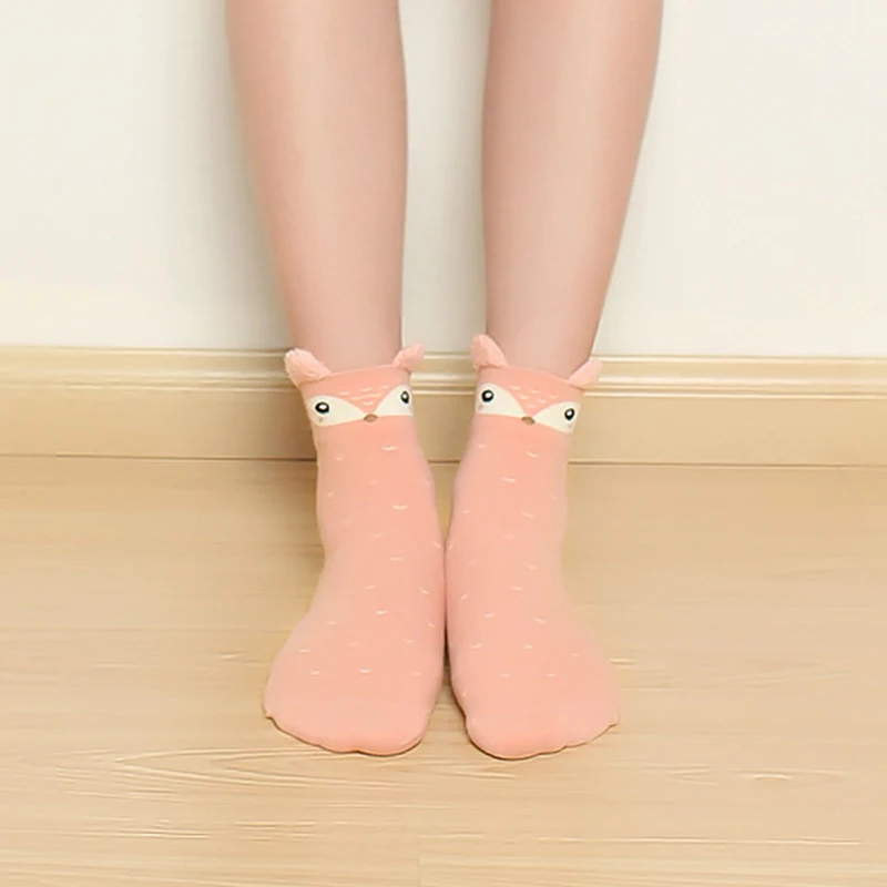 Носки для детей и взрослых, милые хлопковые осенне-зимние теплые носки с рисунком животных для девочек