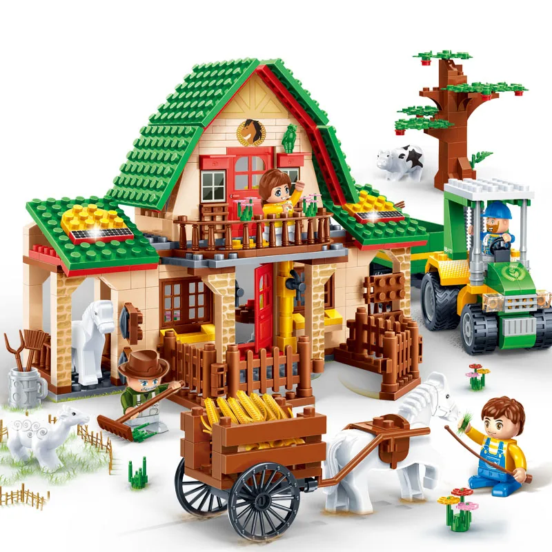 

541Pcs Building Block Toys for Children Happy Countryside Farm DIY Building Bricks Model Set Kids Educational Toys Friends Gift