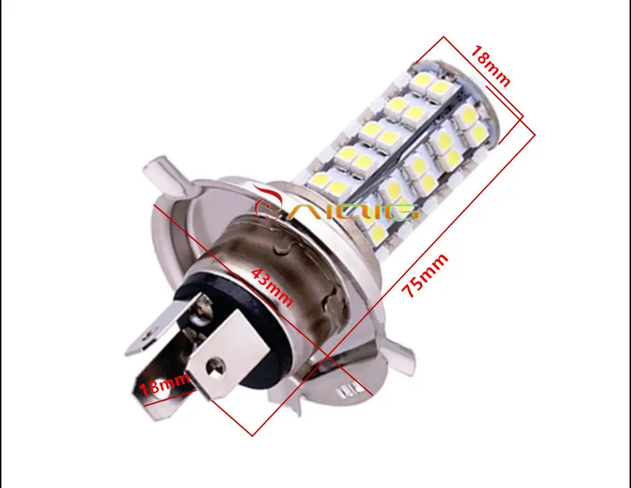 Светодиодная лампа для автомобиля H4 68 SMD 12 В 6000 К|h4 high power led|h4 hid conversion kith4 white |