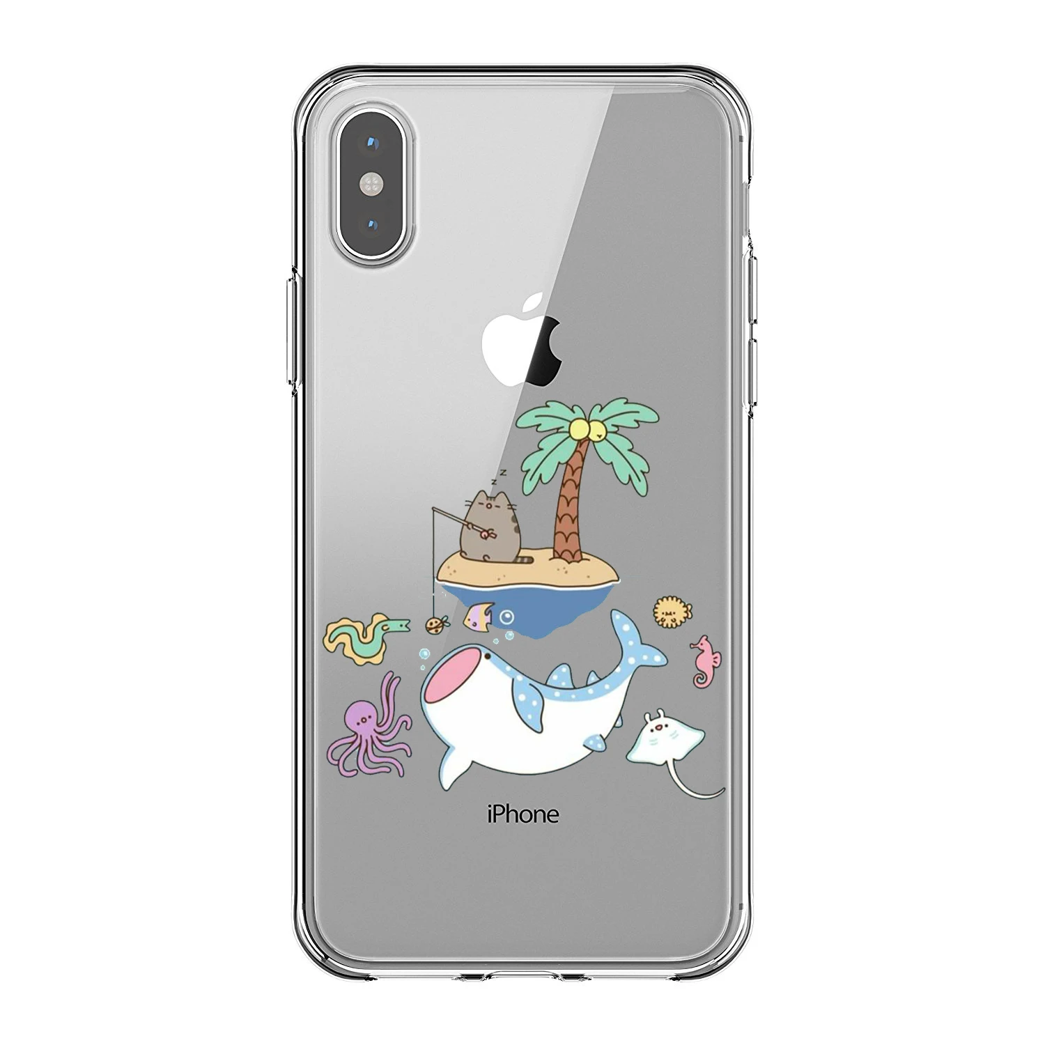 Мягкий ТПУ чехол с мультяшным пухленьким милым котом для iPhone 5 5S SE 6 S Plus 7 8 X XS