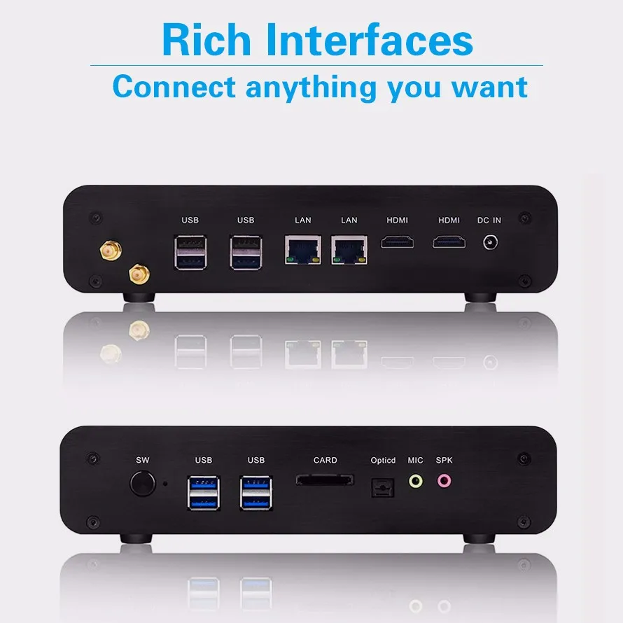 Barebone mini pc  i7 Broadwell 5500U High Grade  Windows mini pc also support Linux OpenELEC XBMC with 4K resolution Dual LAN