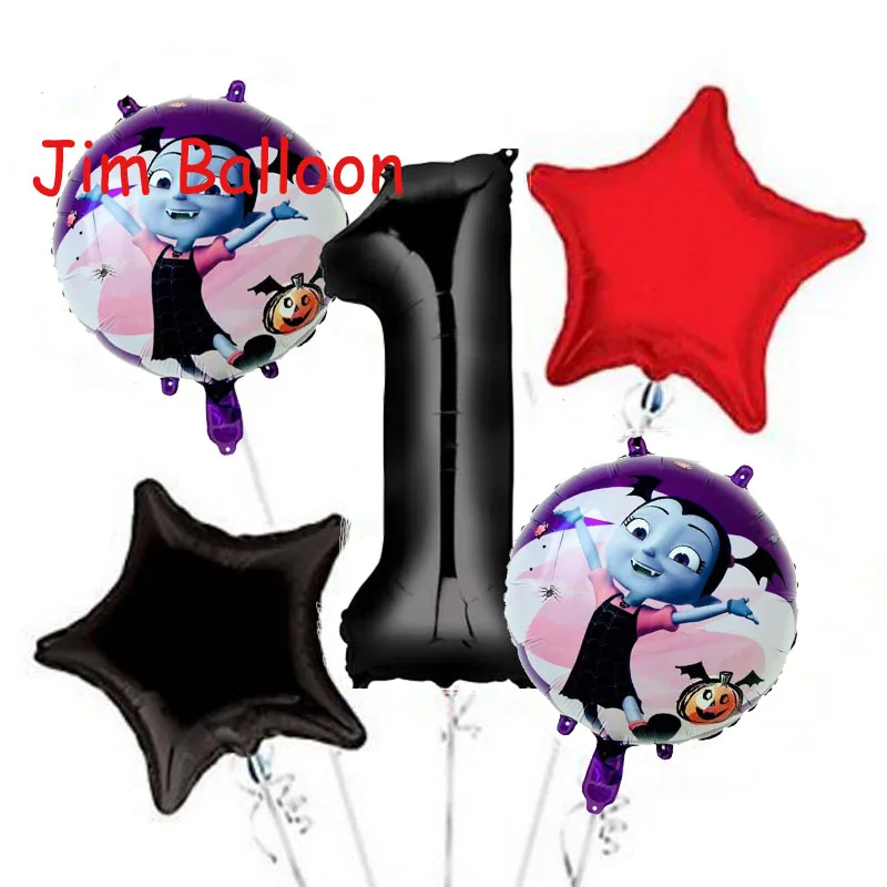 5 шт./лот Vampirina Фольга шар для 1st День рождения украшения 32 дюймов Blck шара с цифрой 18 дюймов звезда клипсы для воздушных шаров, Globos - Цвет: Белый