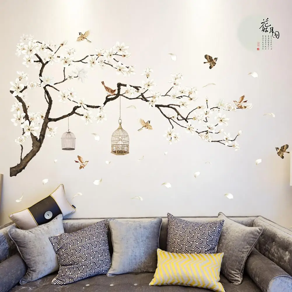 

Full Moon Flower Birds Wall Sticker Home Living Room Decal DIY Waterproof Decor Room Decoration Wall Stickers New