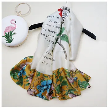 

Women Scarves letter print flower silk scarf tiwll Satin shawl Beach Sunscreen Scarf chiffon bandana Neckerchief Fashion 2019