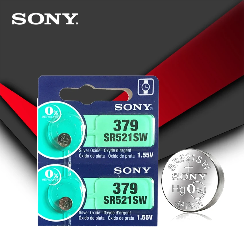

2pc Sony 100% Original 379 SR521SW D379 SR63 V379 AG0 Watch Battery Button Coin Cell MADE IN JAPAN 100% Original Brand