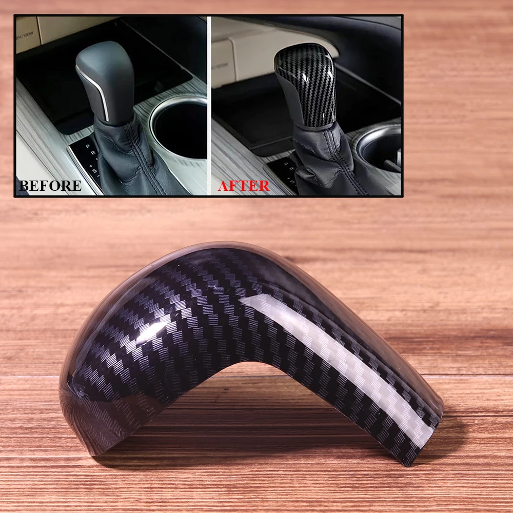 

Carbon Fiber Style ABS Gear Head Shift Knob Switching Cover Trim For Toyota Camry 2018 Interior Stickers Trimmer Moldings