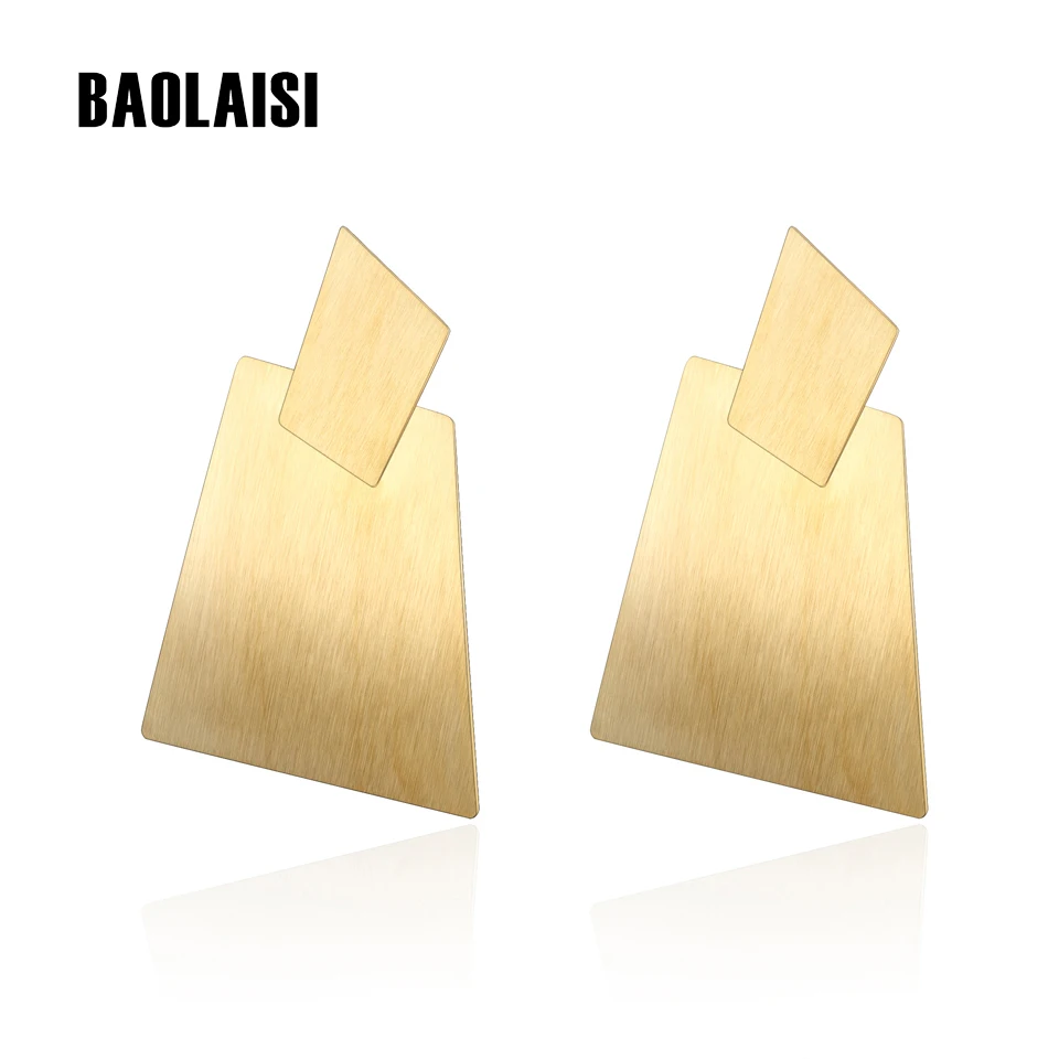 

BAOLAISI Rose Gold-Color Long Dangle Earrings For Women Stainless Steel Hyperbole Unique Irregular Large Earings Party Jewelry