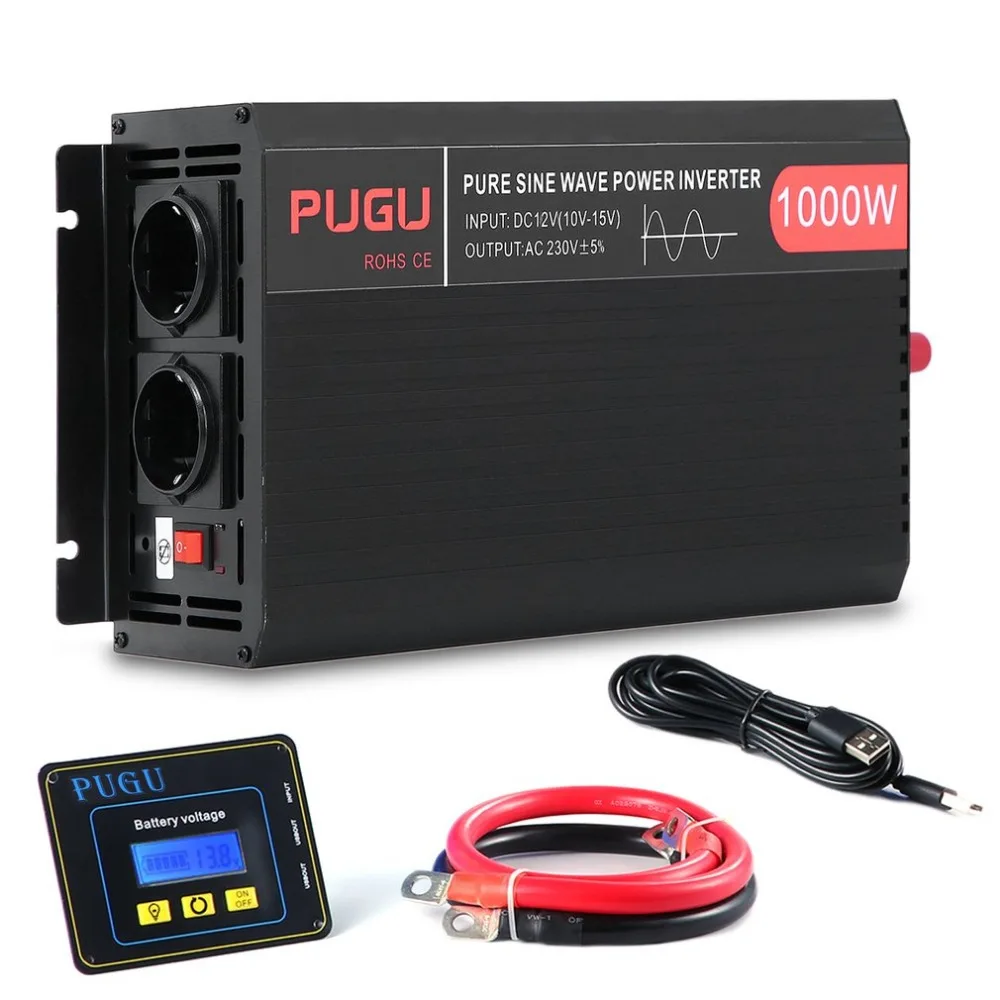 

Pure Sine Wave Power Inverter 1000W 2000W Automobile Inverter 12V To 230V Car Power Converter Voltage Transformer EU Socket
