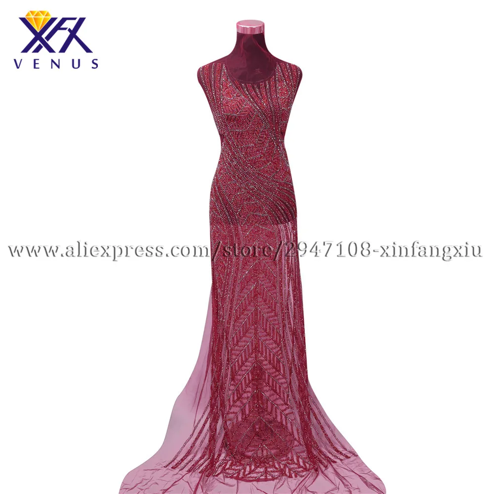 

XFX VENUS New Handmade Long Patches crystal beaded wedding crystal bodice applique Dress for Evening 1 set