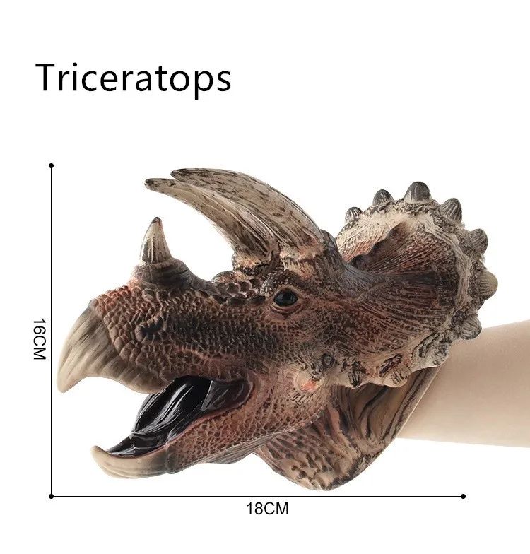 Динозавр ручной Куклы ролевые игры реалистичные тираннозавр рекс голова перчатки мягкая игрушка куклы детские игрушки животные игрушки для детей - Цвет: Triceratops