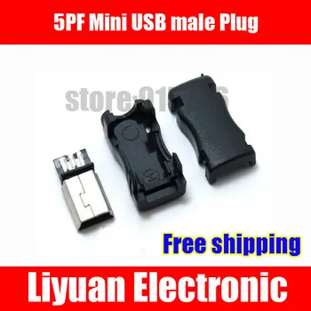 

Free shipping 5PF Mini USB male / shell USB male / MINI USB Plug / Jack / interface / connector (shell width 9MM)
