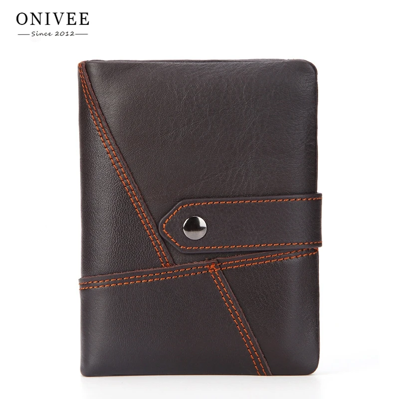 

ONIVEE Genuine Leather Wallet Men PORTFOLIO MAN Male Small Portomonee Vallet with Coin Purse Pockets Slim Fashion Mini Walet
