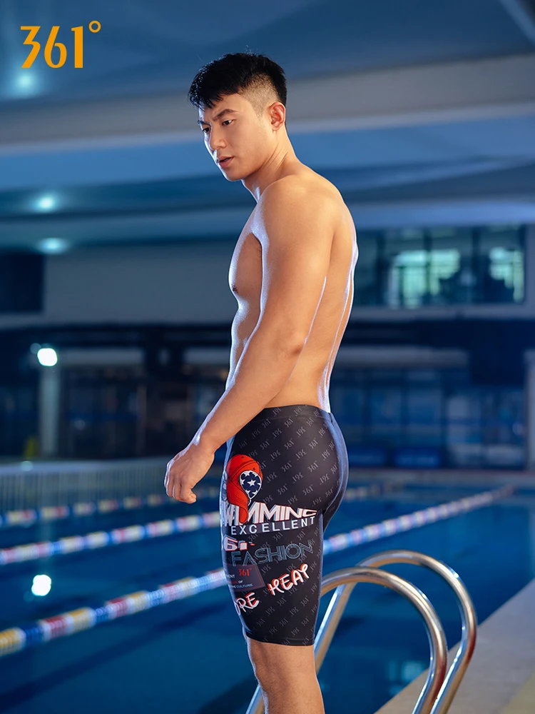 361 Mens High Quality Athletics Swim Trunks Sports Beachwear Quick Dry Pool Swimming Shorts Elastic Tight Board Shorts Plus Size