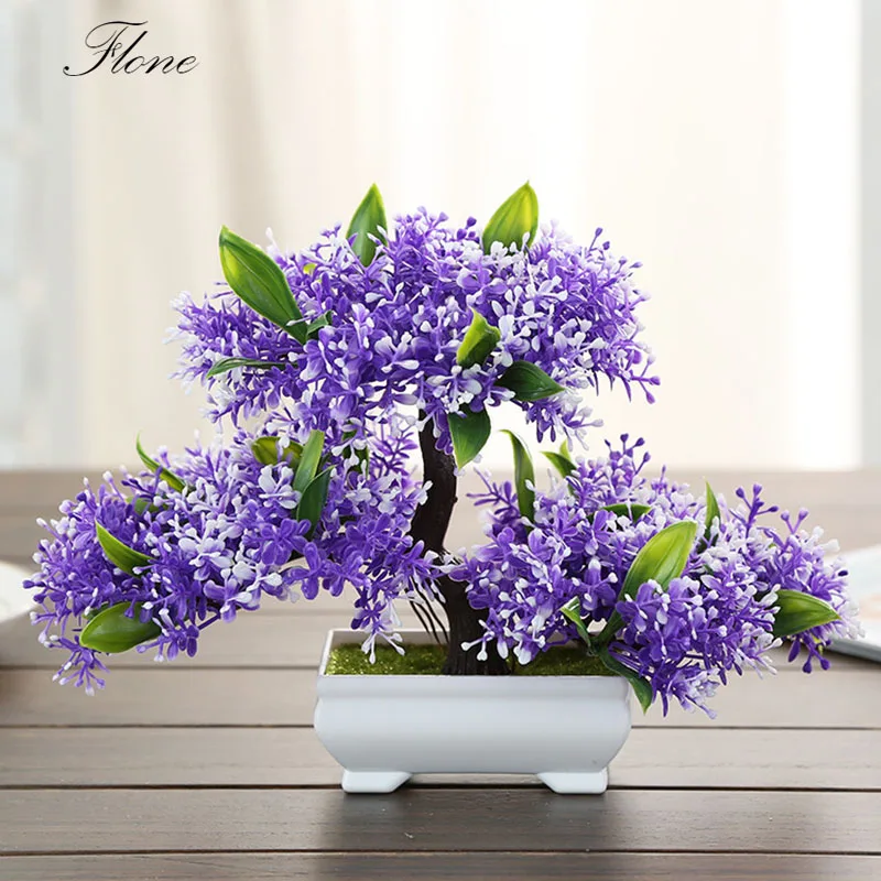 Flone Artificial Plants flowers Fake Plastic Potted bonsai Plant Tree Living Room home Office Decoration Bookcase Accessories | Дом и сад
