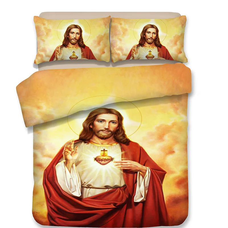 Jesus Christ Bedding Set dog/horse/swan Black White Duvet Drop Ship
