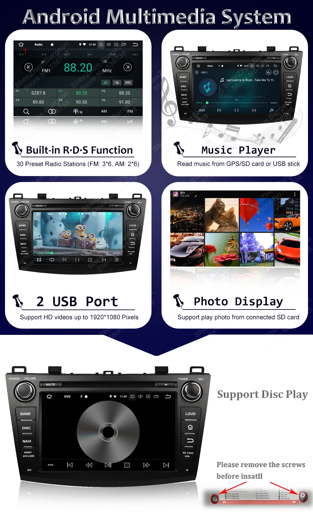 Best 8" Octa Core Android 8.0/Quad Core Android 8.1 Car DVD Player for Mazda 3 2010 2011 2012 2013 Car Radio Multimedia GPS Bluetooth 5