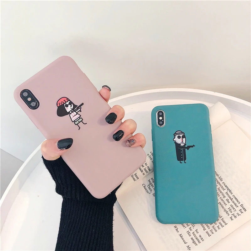 Розовый синий милый мультяшный киллер мягкий чехол для телефона Apple iphone 6 6s 7 8 Plus X