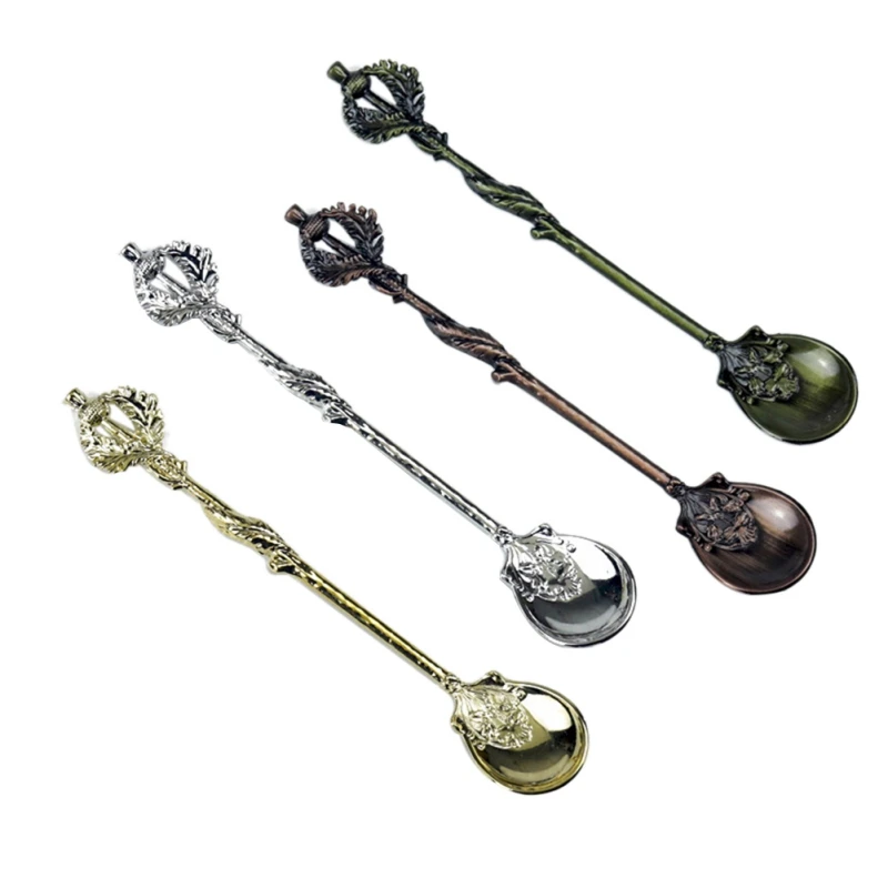 

Retro Coffee Spoon Zinc alloy Tableware Creative Thistle Leaf Coffee Spoon Flatware Dessert Coffee tea Spoon Kitchen Accessory