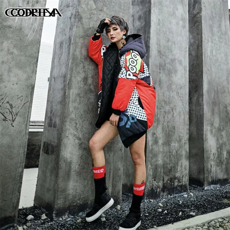 

Hot Sell Winter High quality Printed Women Jackets Parkas Female Clothes Thick Long Jacket Cotton-padded Women's Hooded Coats