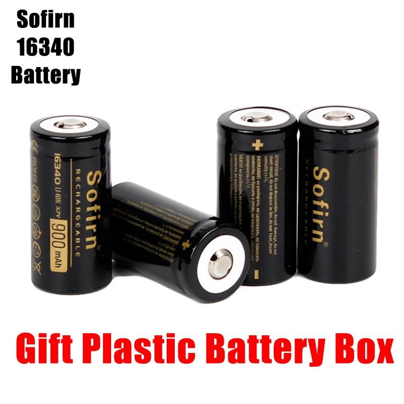 

Sofirn 16340 Rechargeable Battery 900mAh 3.7V Li-ion Battery Pre-charged Lithium Batteries for Flashlight/Toys 2PCS