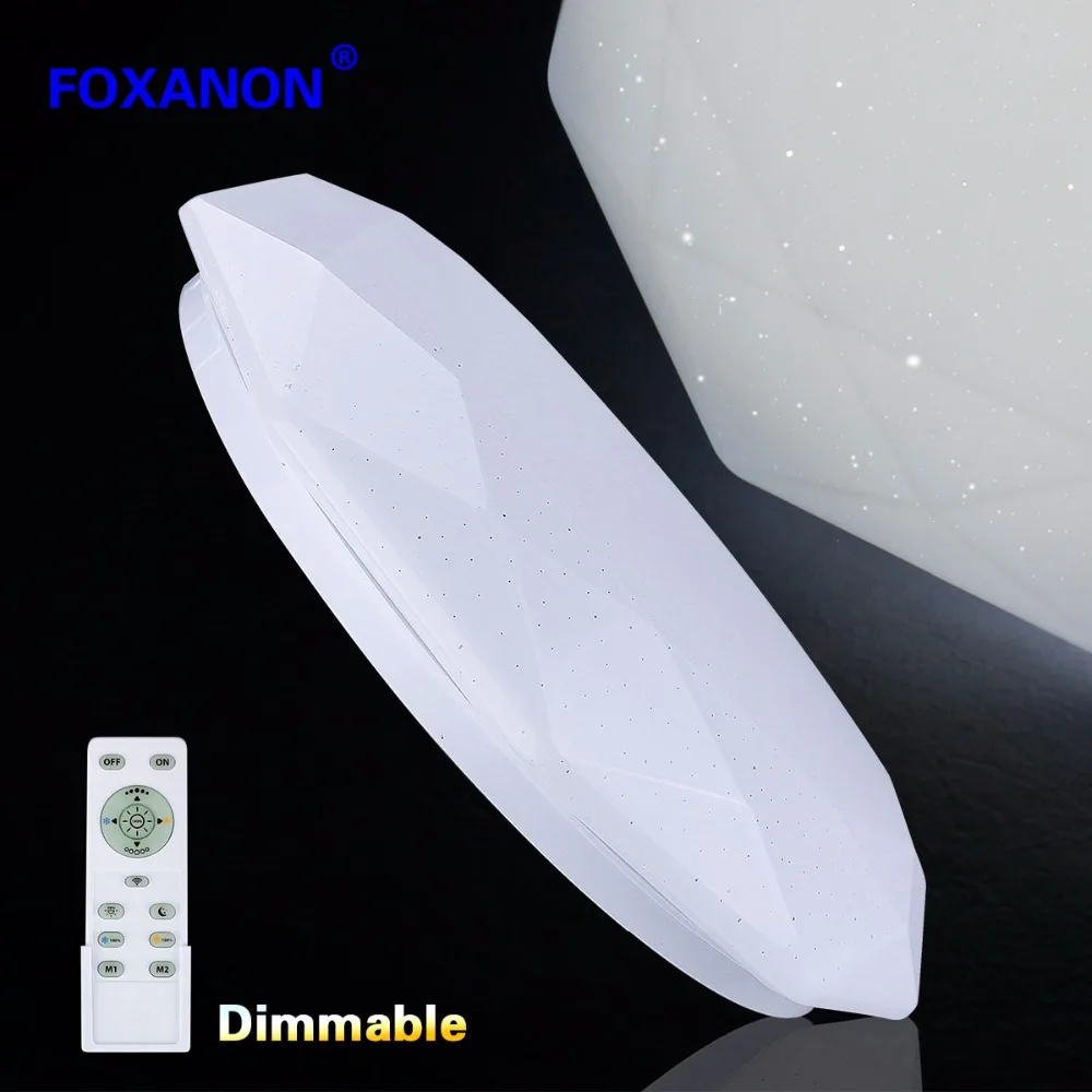 

Foxanon LED Ceiling lamp 220v Dimmable LED lights 50w Led Panel Light Star Diamond bombilla indoor livingroom bedroom Downlight