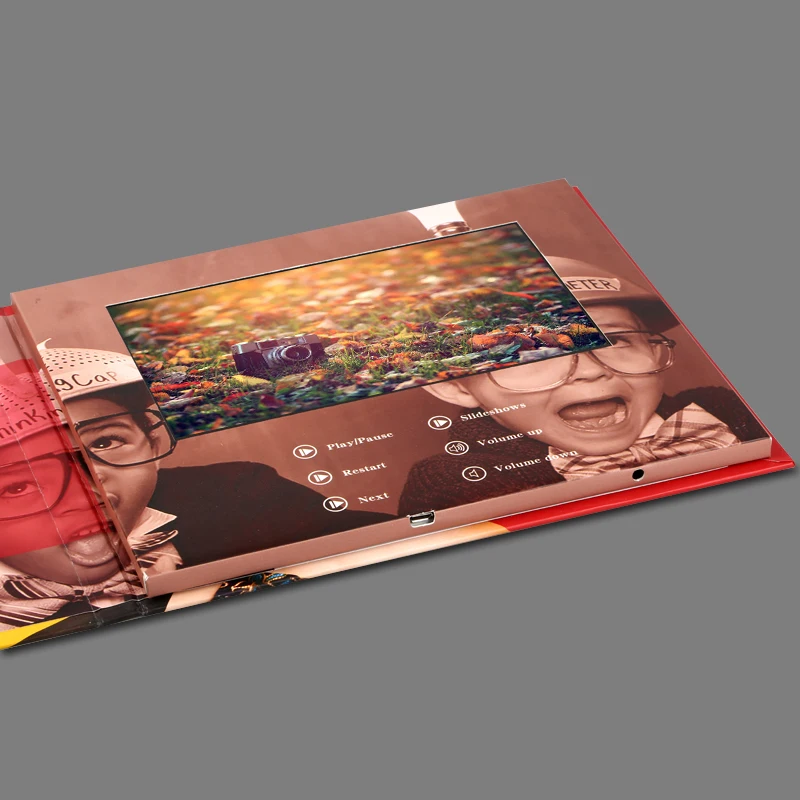 Сделанный на заказ брошюра для видео в твердом переплете 7 дюймов универсальная электронная поздравительная открытка для просмотра буклет для рекламных бусин на продажу