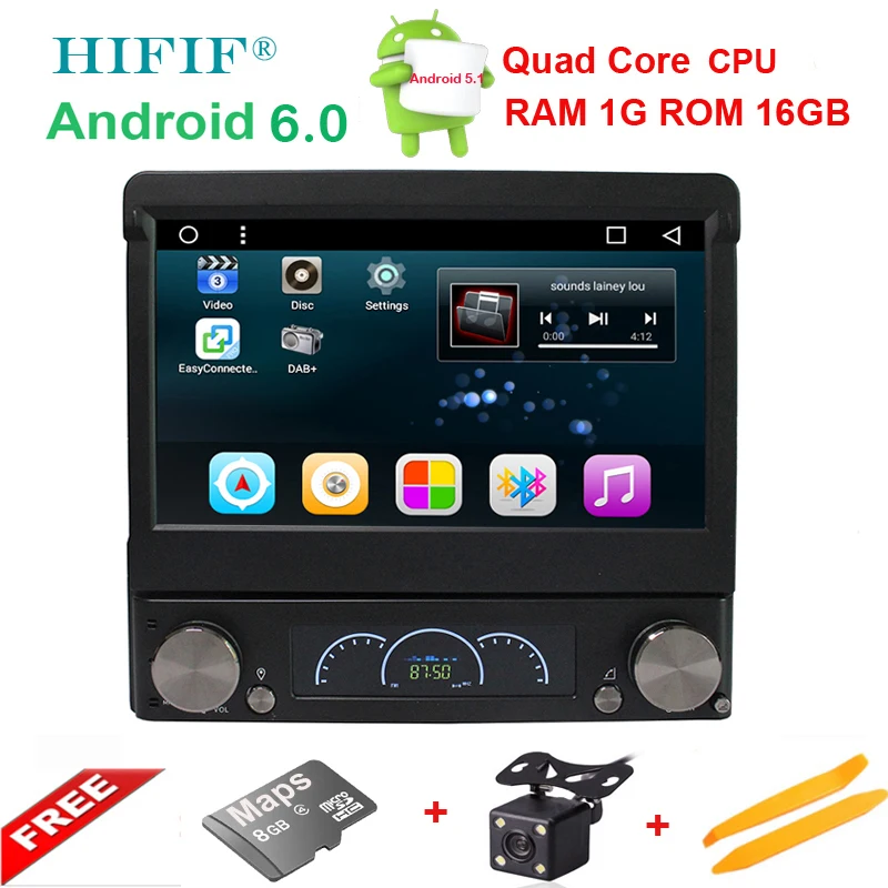 HIFIF 7 &quotУниверсальный 1 Din 800*480 Android 6 0 Автомобильный Аудио dvd-плеер + радио GPS