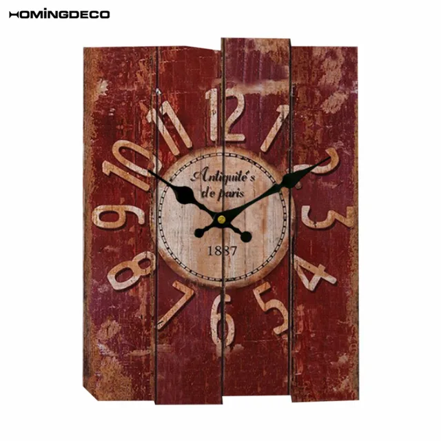 Homingdeco Creative Wall Clock Vintage Home Decor Square Hanging Clock Livingroom Wall Clock For Living Room Club Bar Decor