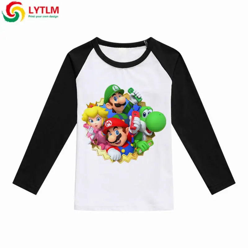 

LYTLM Super Mario Bros Boys T-shirt Long Sleeves Children's T-shirts Autumn Cartoon Kids Shirts for Boys Clothes Cotton Baby Boy