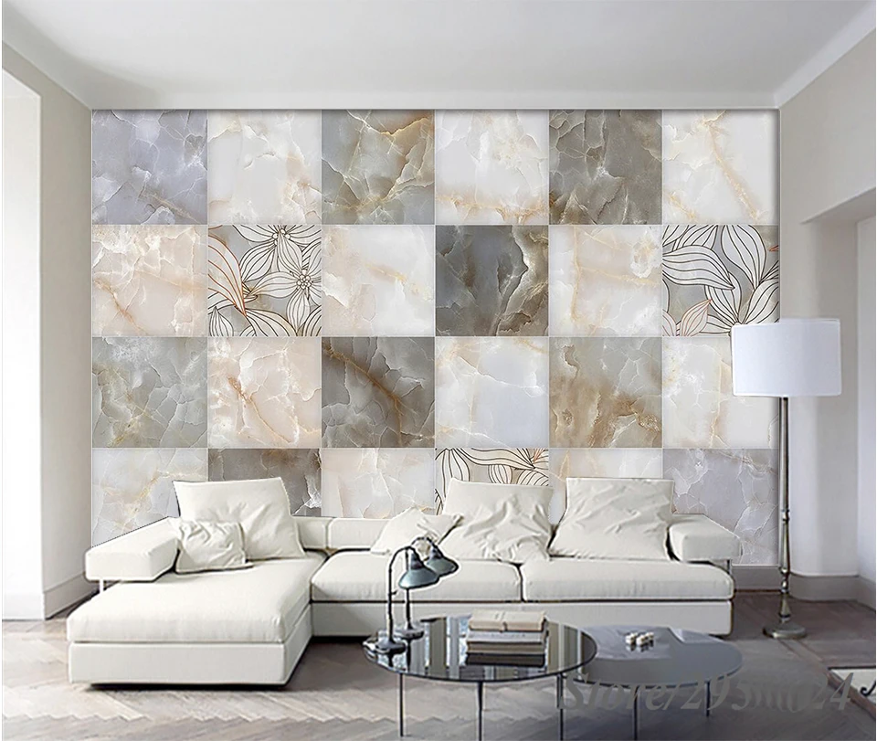 

Wallpapers photo Modern 3D HD European style Marble Simple Floral Tile Background TV Sofa Background wall Living Room BedRoom
