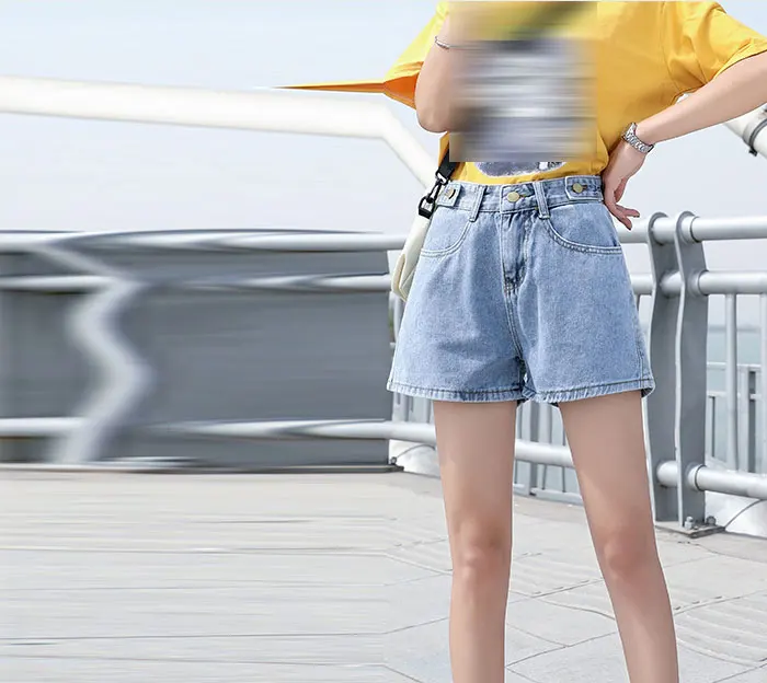 Для женщин Высокая Талия джинсовые летние женские шорты 2019 новый большой Размеры Корейская версия тонкие слово широкую ногу горячей