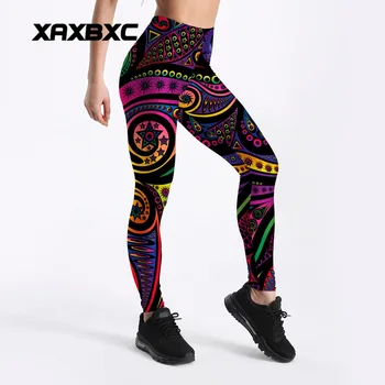 

2018 New Rainbow Paisley Mandala Prints 3D Printed GYM Fitness Push Up Sexy Women Sport Yoga Pants Female Leggings Plus Size